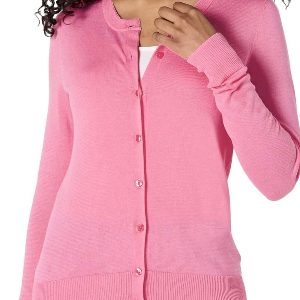 Amazon Essentials pink cardigan, size L